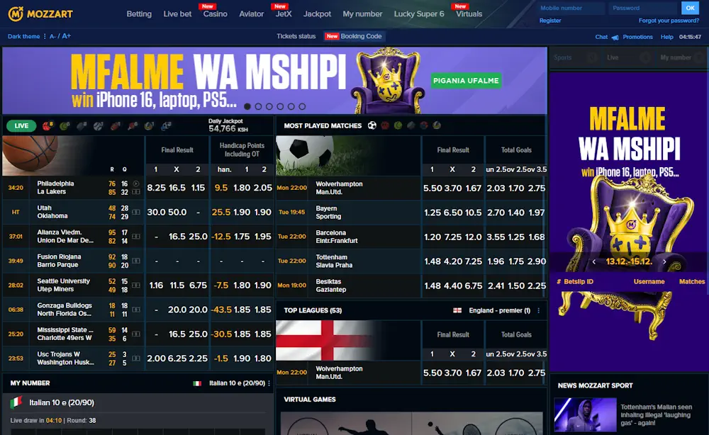 Mozzartbet Kenya Casino and Sportsbook Screenshot